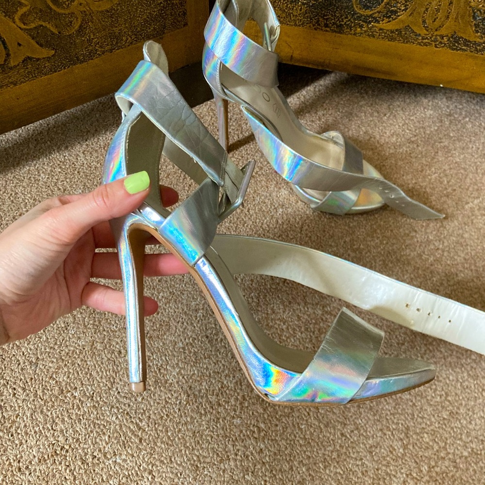 Aldo shoes. Monogram heels perfect with dresses and nights out!